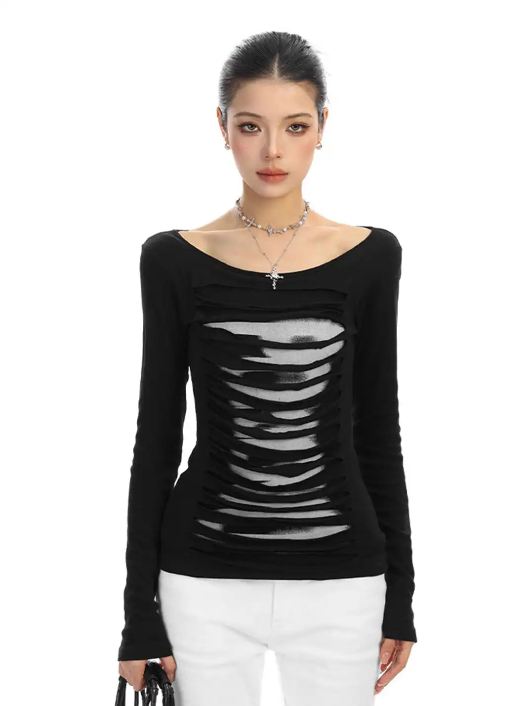 BIGGOLD | Hollow-Out Backless Long-Sleeved T-Shirt