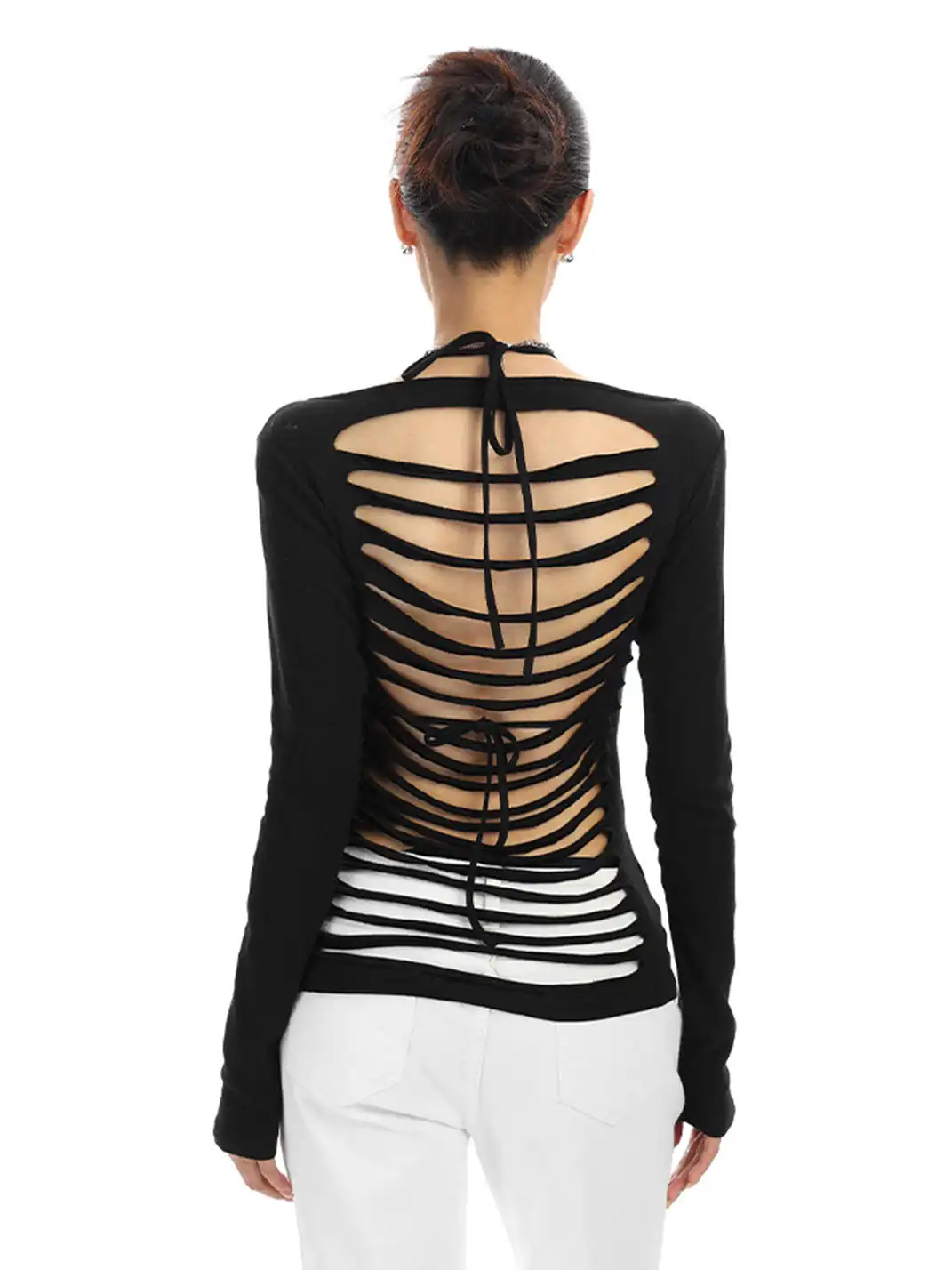 BIGGOLD | Hollow-Out Backless Long-Sleeved T-Shirt