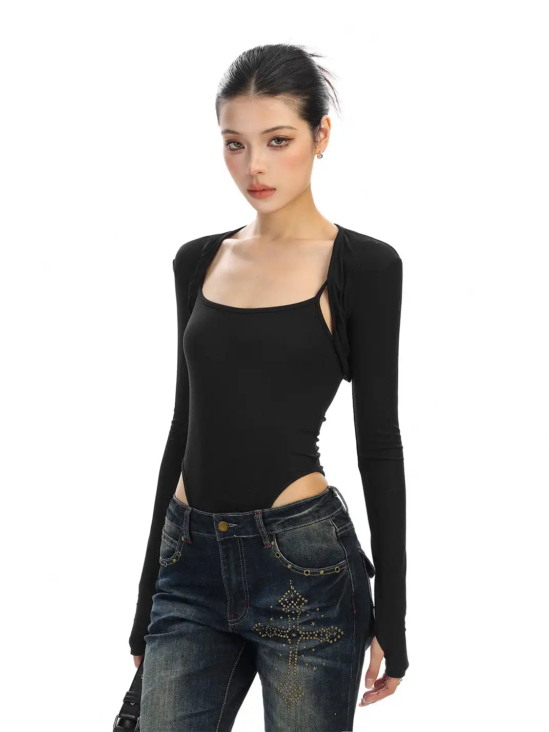 BIGGOLD | Two-Piece Bodysuit & Long-Sleeved Shrugs
