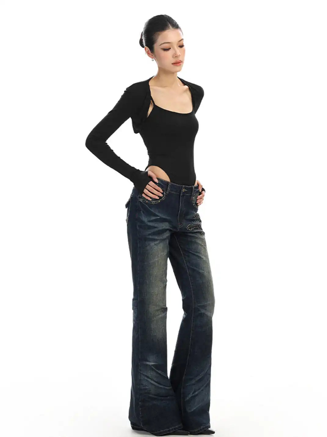 BIGGOLD | Two-Piece Bodysuit & Long-Sleeved Shrugs
