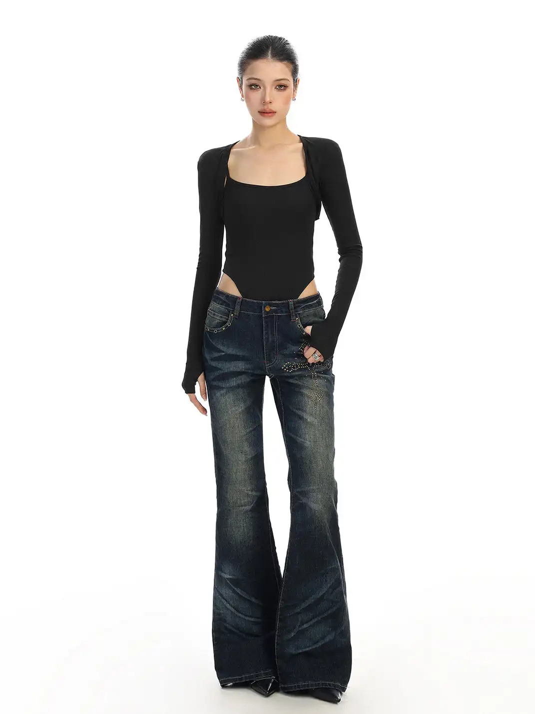 BIGGOLD | Two-Piece Bodysuit & Long-Sleeved Shrugs