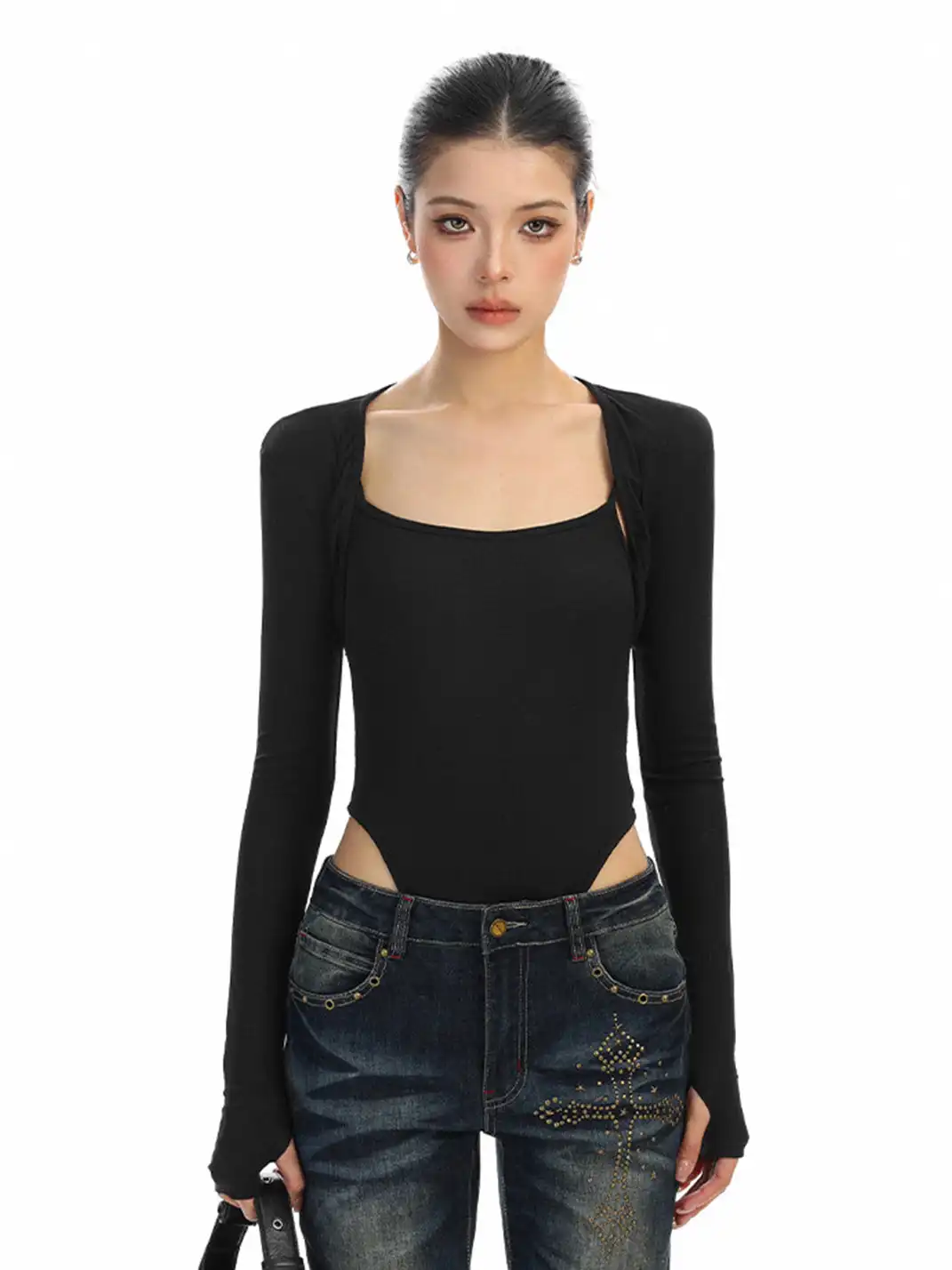 BIGGOLD | Two-Piece Bodysuit & Long-Sleeved Shrugs