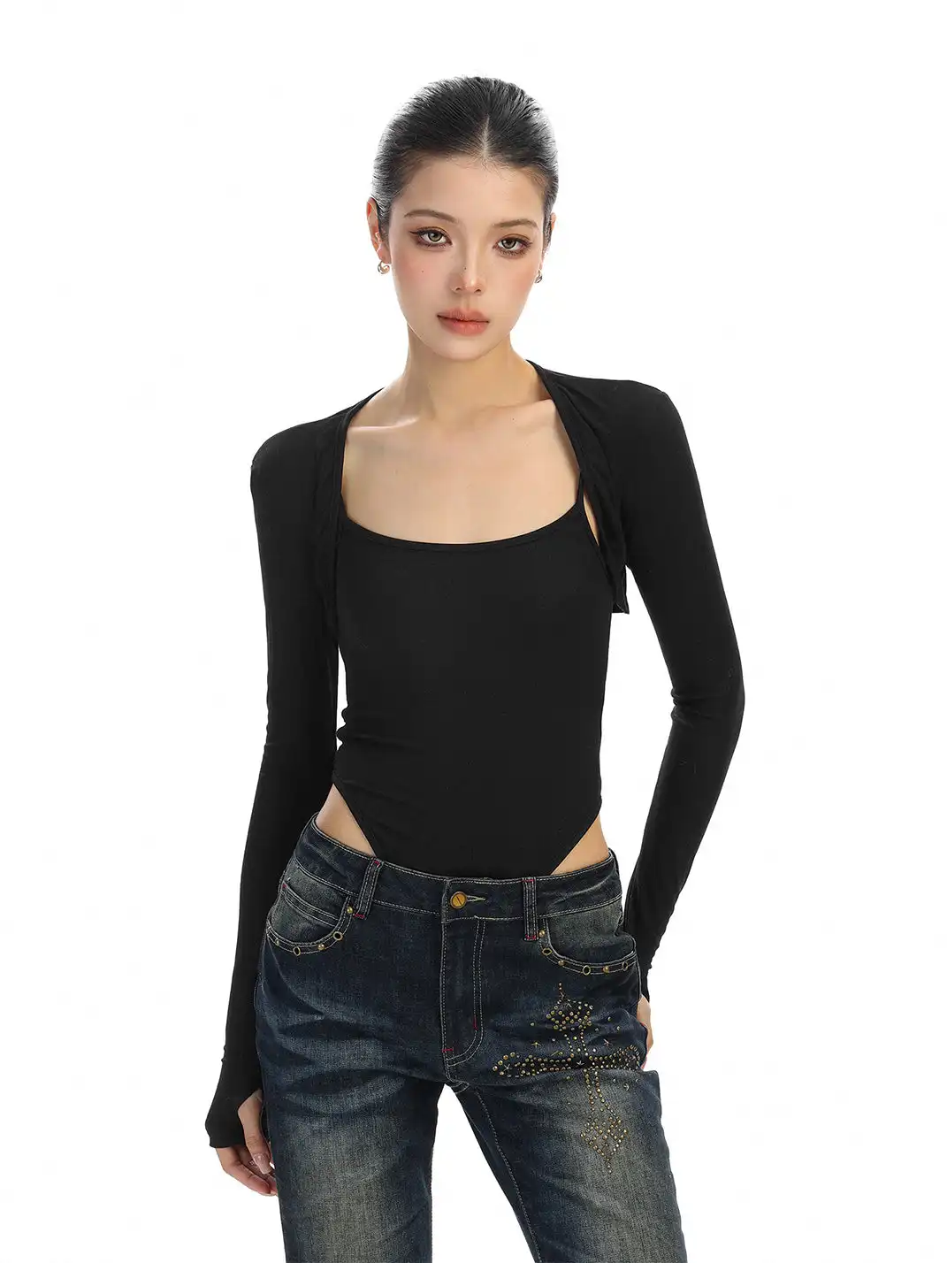 BIGGOLD | Two-Piece Bodysuit & Long-Sleeved Shrugs