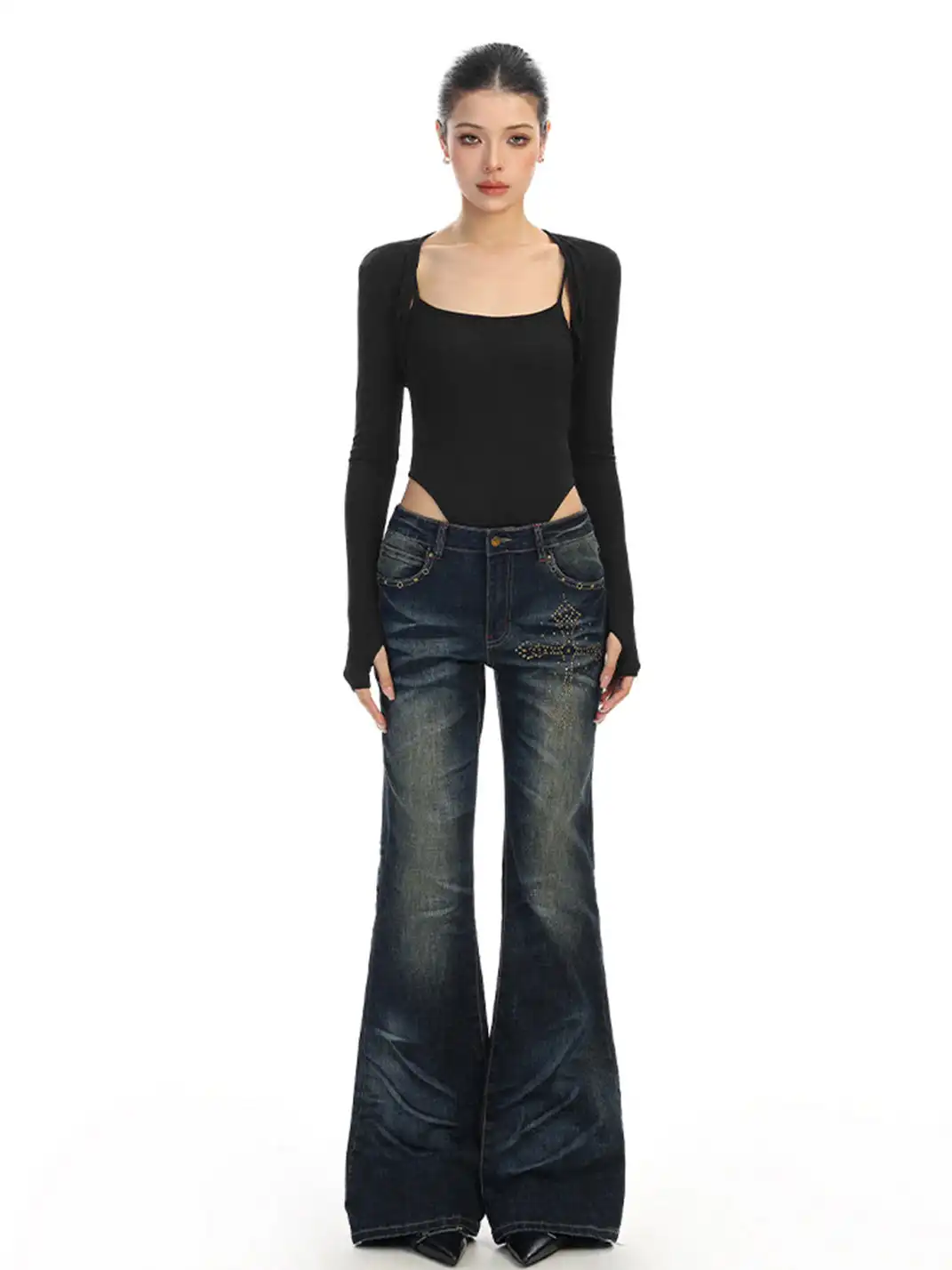 BIGGOLD | Two-Piece Bodysuit & Long-Sleeved Shrugs