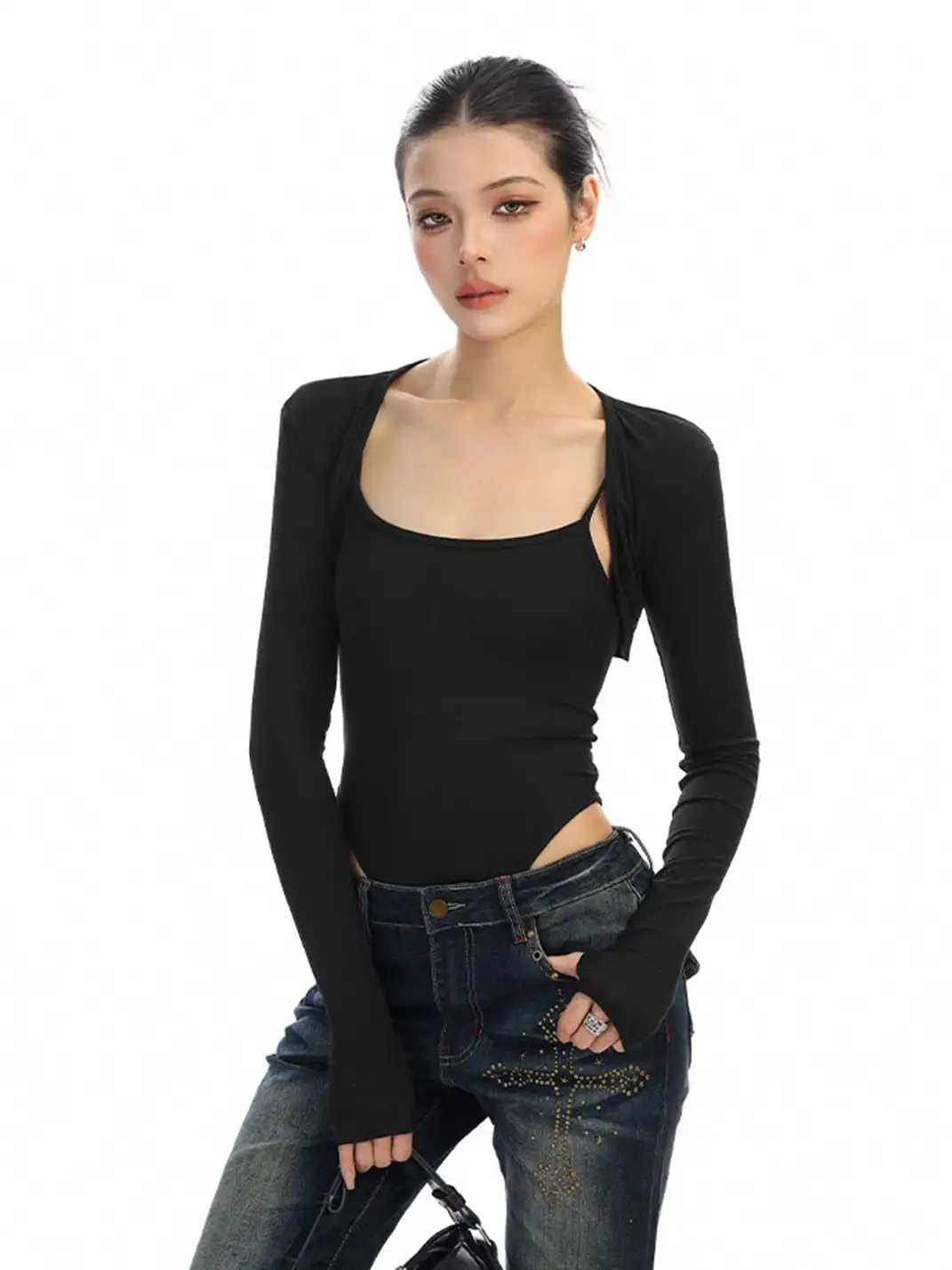 BIGGOLD | Two-Piece Bodysuit & Long-Sleeved Shrugs