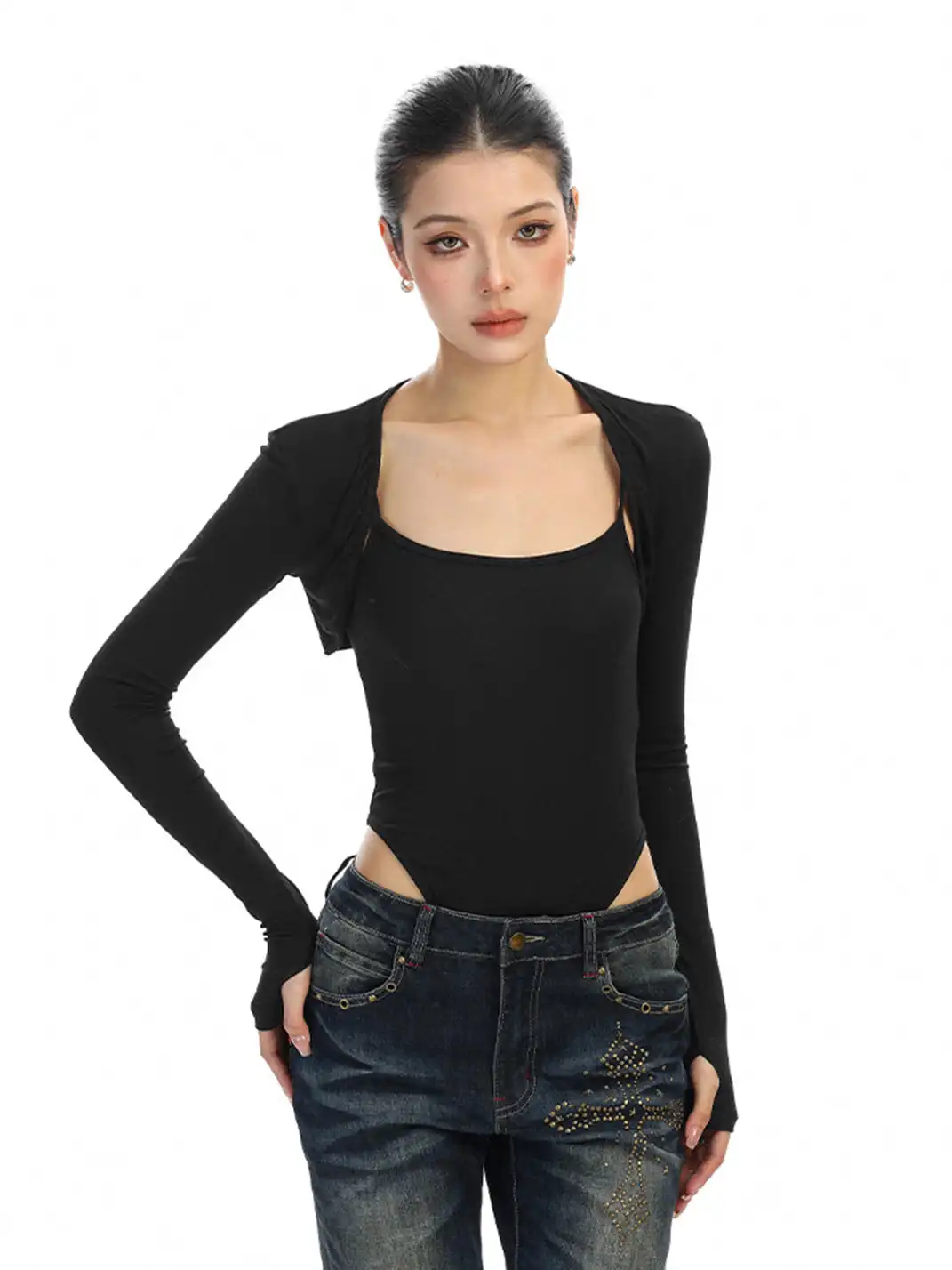 BIGGOLD | Two-Piece Bodysuit & Long-Sleeved Shrugs