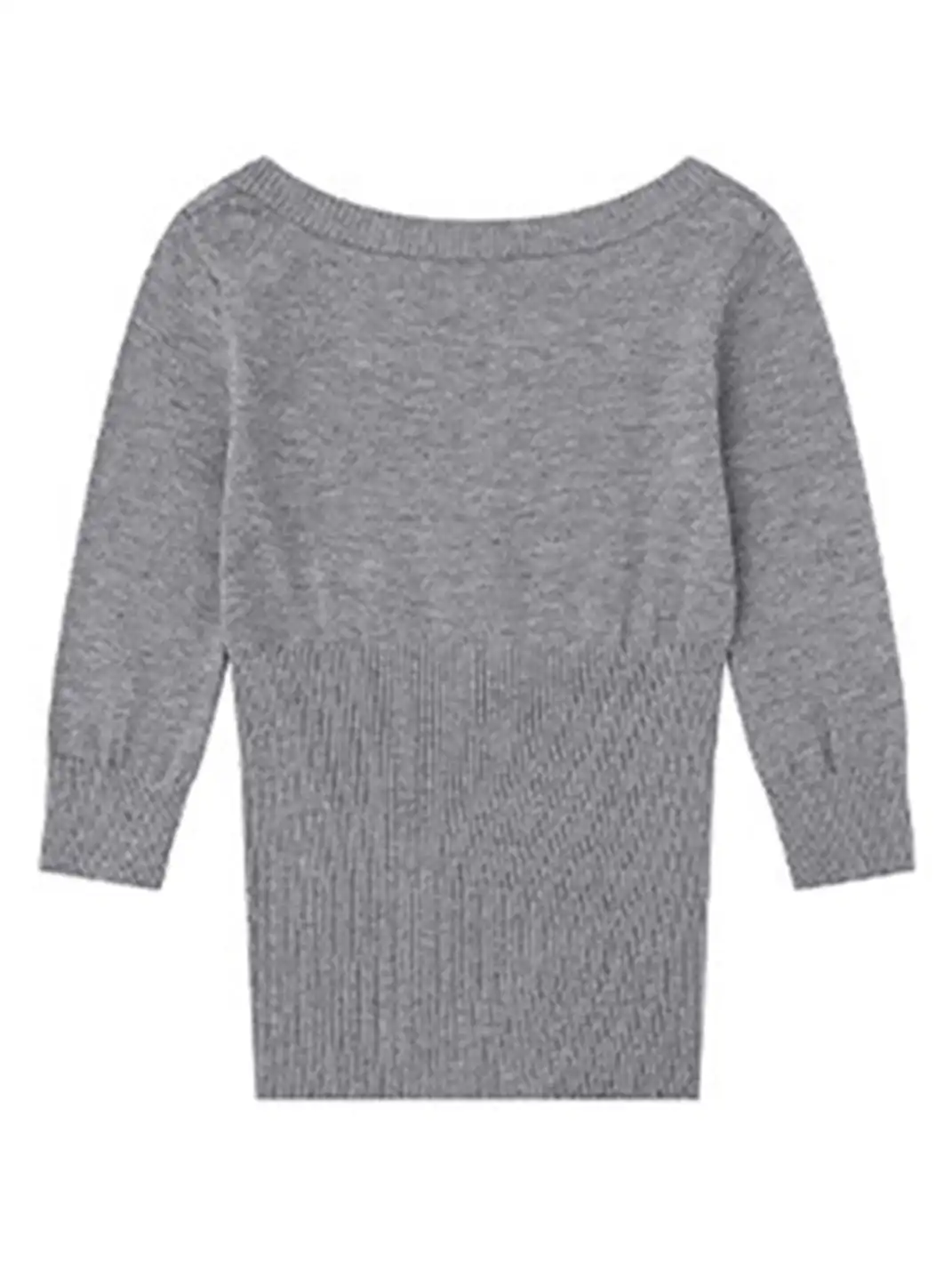 BIGGOLD | U-Neck Three-Quarter Sleeve Knit Top