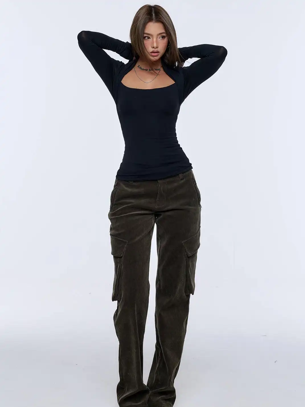 BUM STUDIO | Tencel Wool Faux Two-Piece Waist-Cinching Top