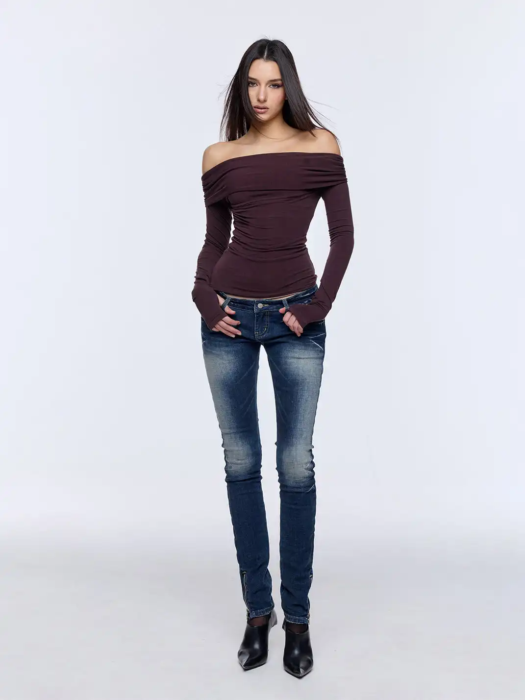 BUM STUDIO | Tencel Wool Faux Two-Piece Waist-Cinching Top