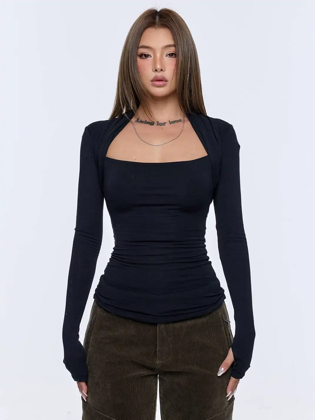 BUM STUDIO | Tencel Wool Faux Two-Piece Waist-Cinching Top