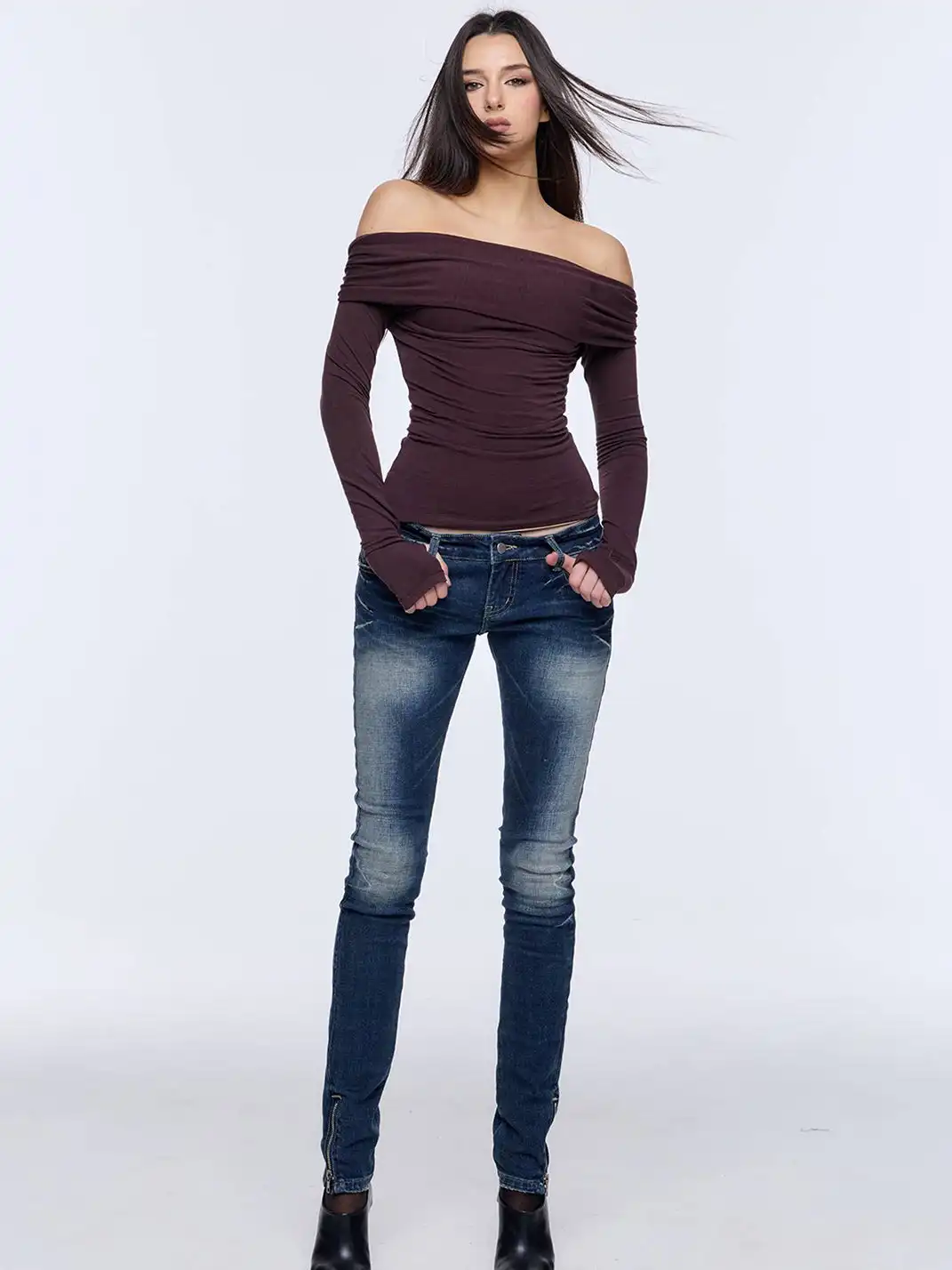 BUM STUDIO | Tencel Wool Faux Two-Piece Waist-Cinching Top
