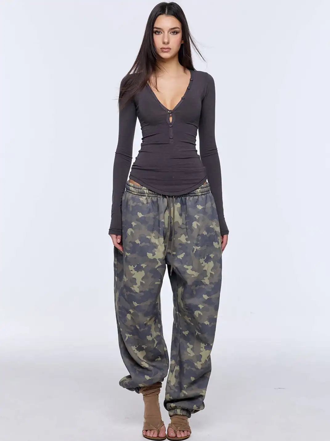 BUM STUDIO | Tencel Wool V-Neck Long-Sleeved Top