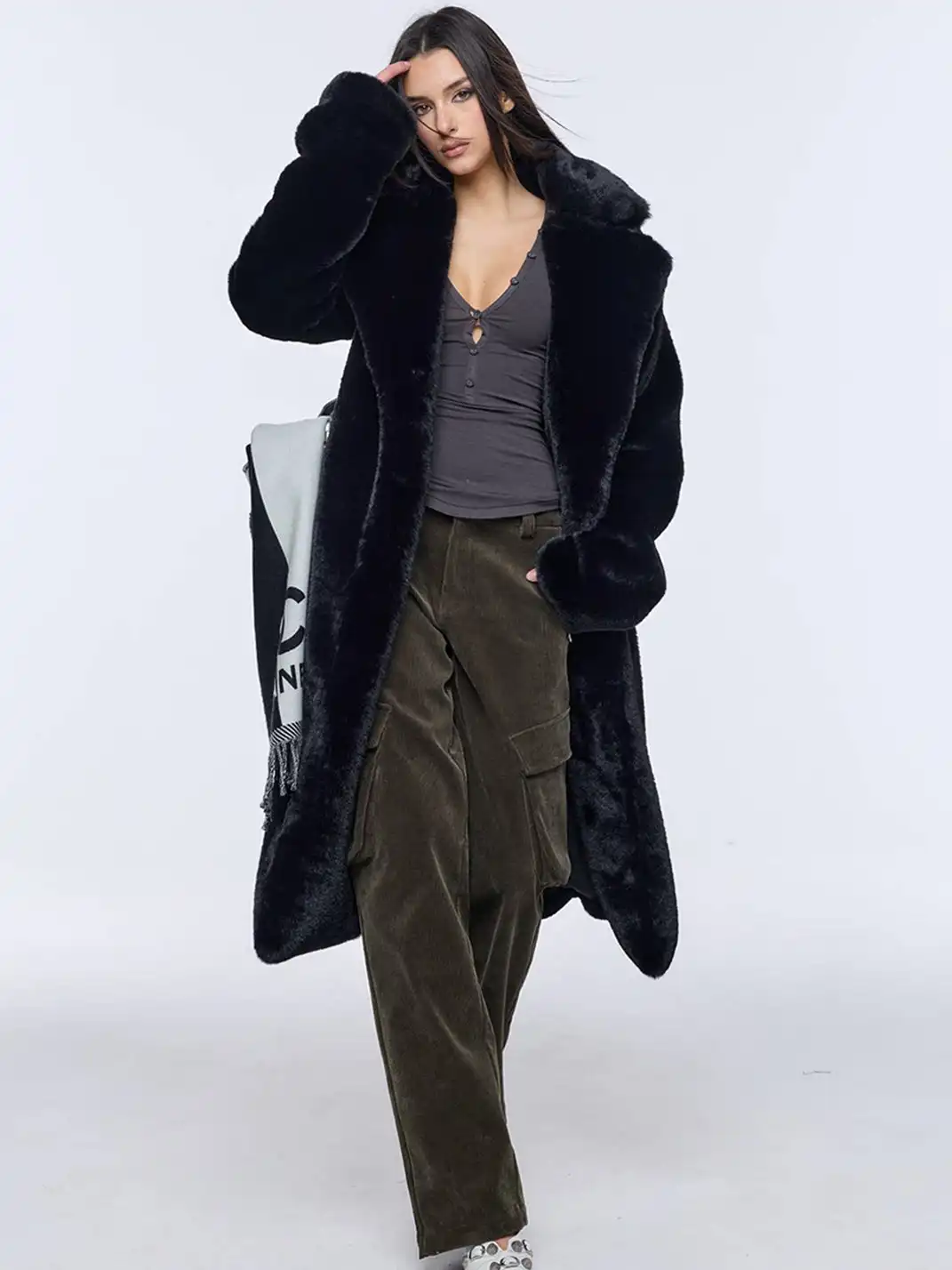 BUM STUDIO | Tencel Wool V-Neck Long-Sleeved Top