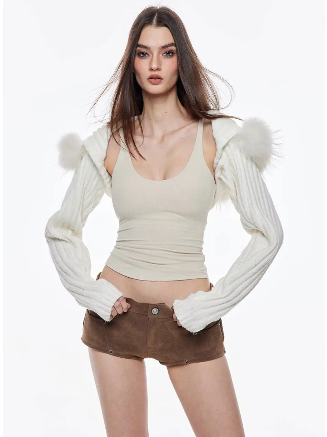 BUM STUDIO | Suede Patchwork Low-Rise Shorts