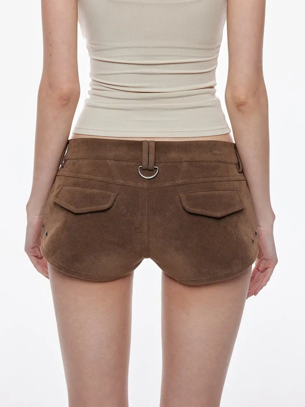 BUM STUDIO | Suede Patchwork Low-Rise Shorts