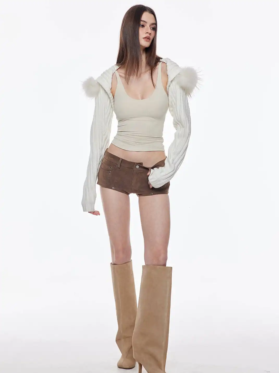 BUM STUDIO | Suede Patchwork Low-Rise Shorts