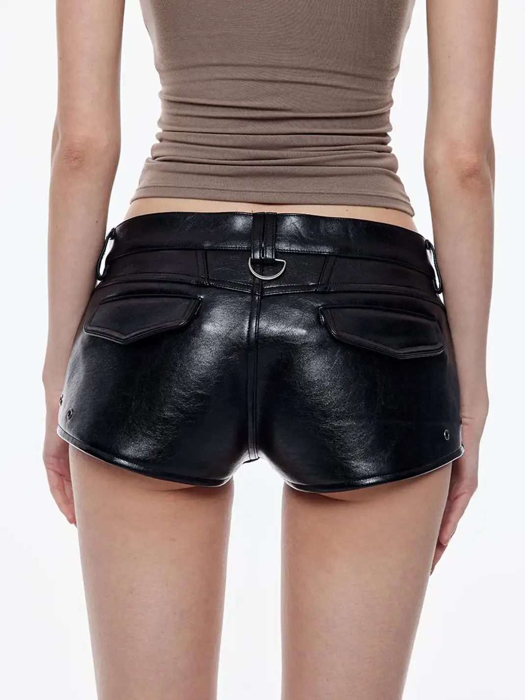 BUM STUDIO | Oil-Wax Textured Patchwork Leather Shorts