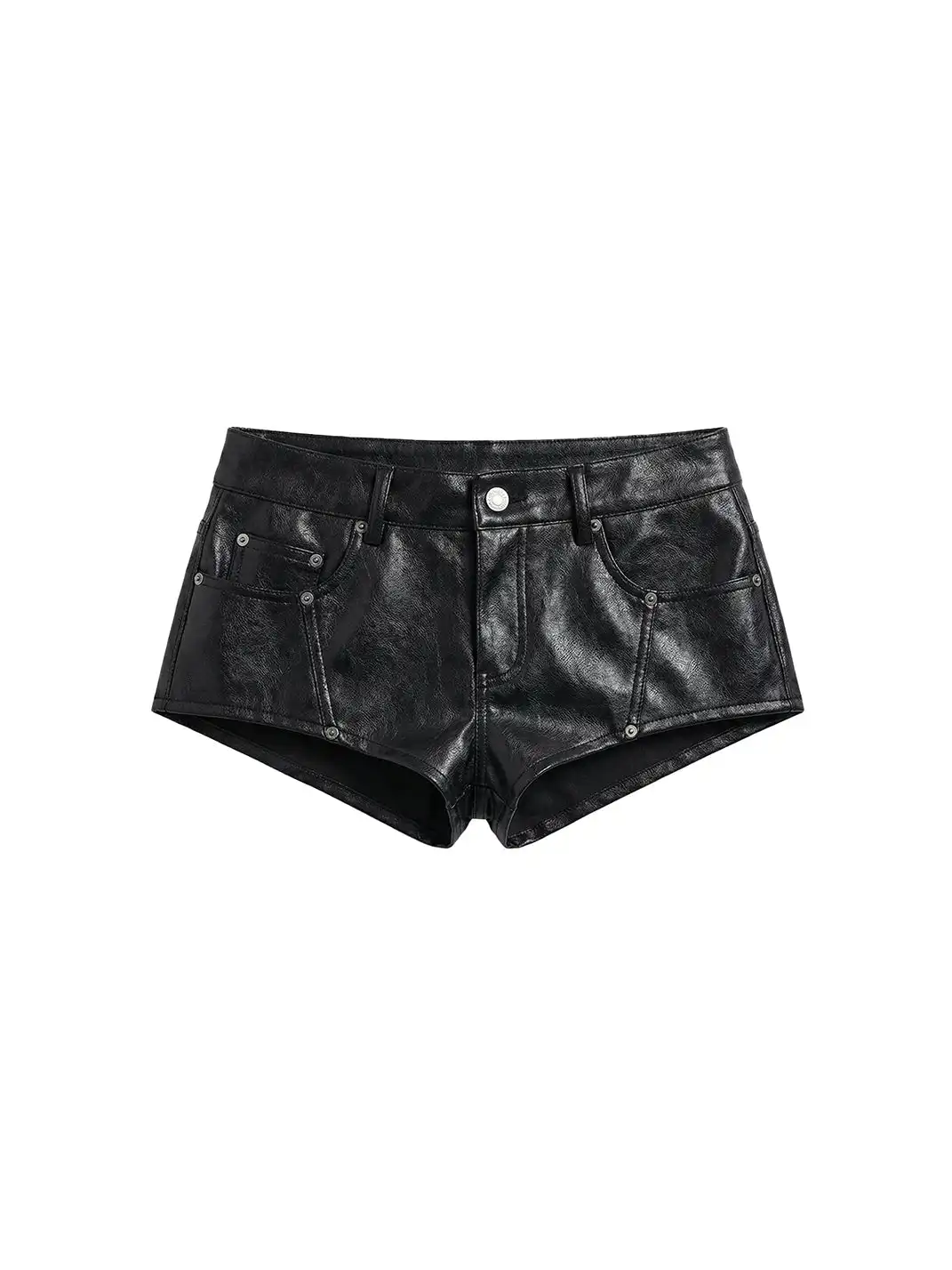 BUM STUDIO | Oil-Wax Textured Patchwork Leather Shorts