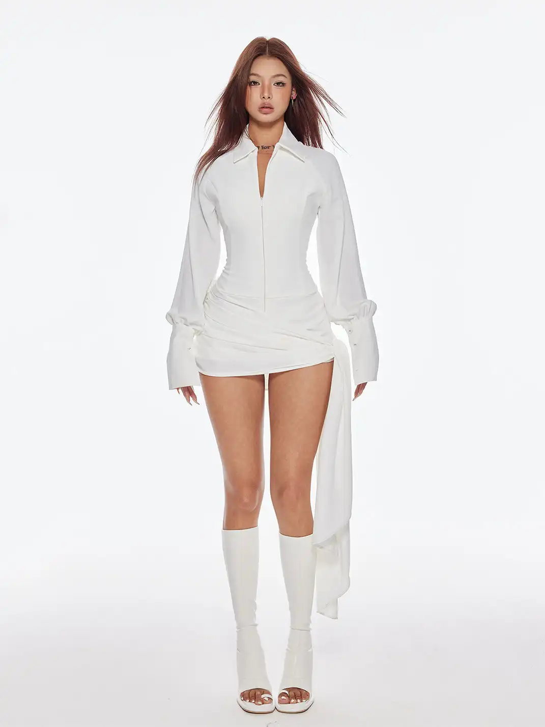 BUM STUDIO | Waist-Cinching Belted Patchwork Dress