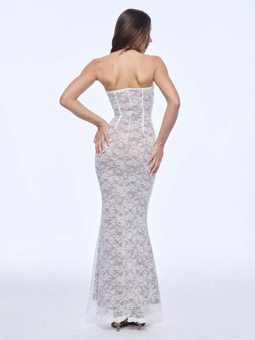 BUM STUDIO | Double-Layered Lace Fitted Fishtail Dress