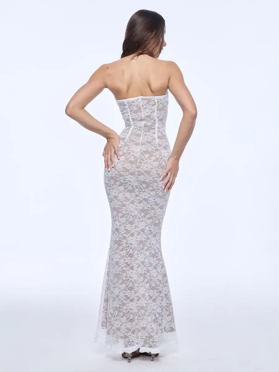 BUM STUDIO | Double-Layered Lace Fitted Fishtail Dress - 3