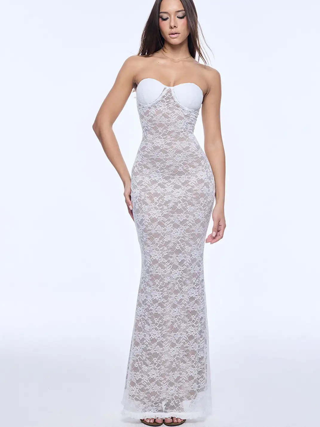 BUM STUDIO | Double-Layered Lace Fitted Fishtail Dress
