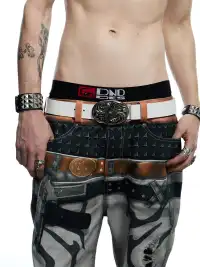 DND4DES | Embossed Cowhide Leather Belt-White
