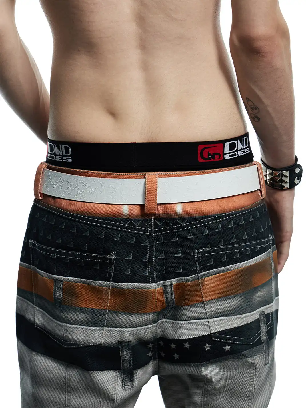 DND4DES | Embossed Cowhide Leather Belt-White