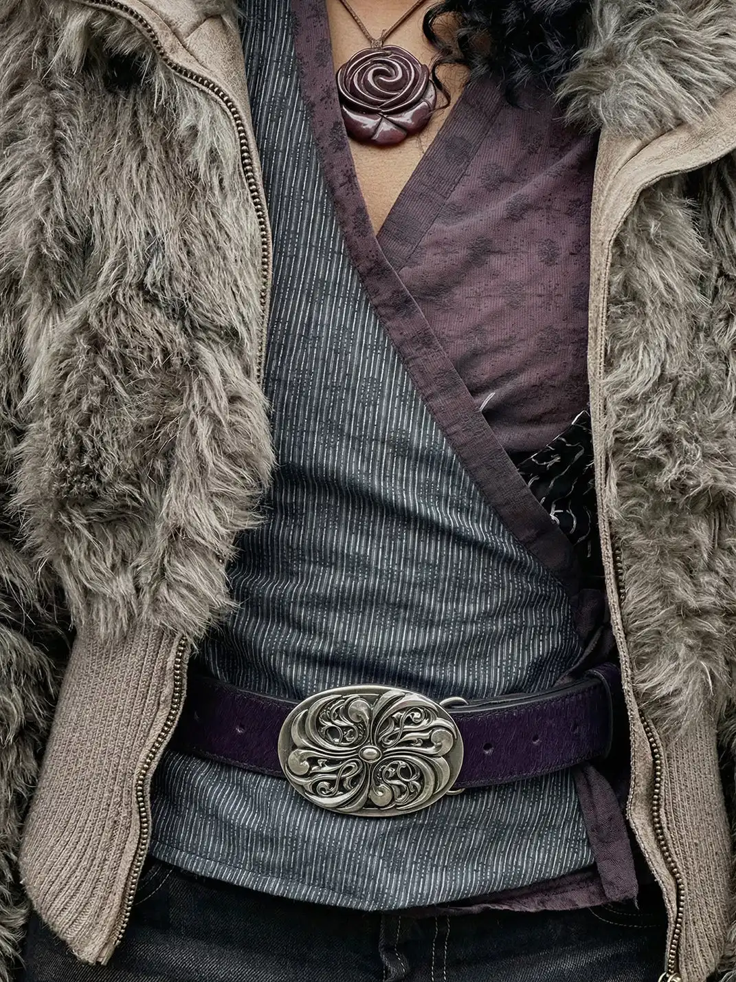 DND4DES | Embossed Cowhide Leather Belt-Purple