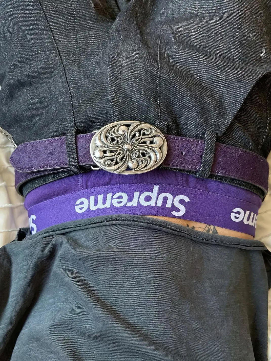 DND4DES | Embossed Cowhide Leather Belt-Purple