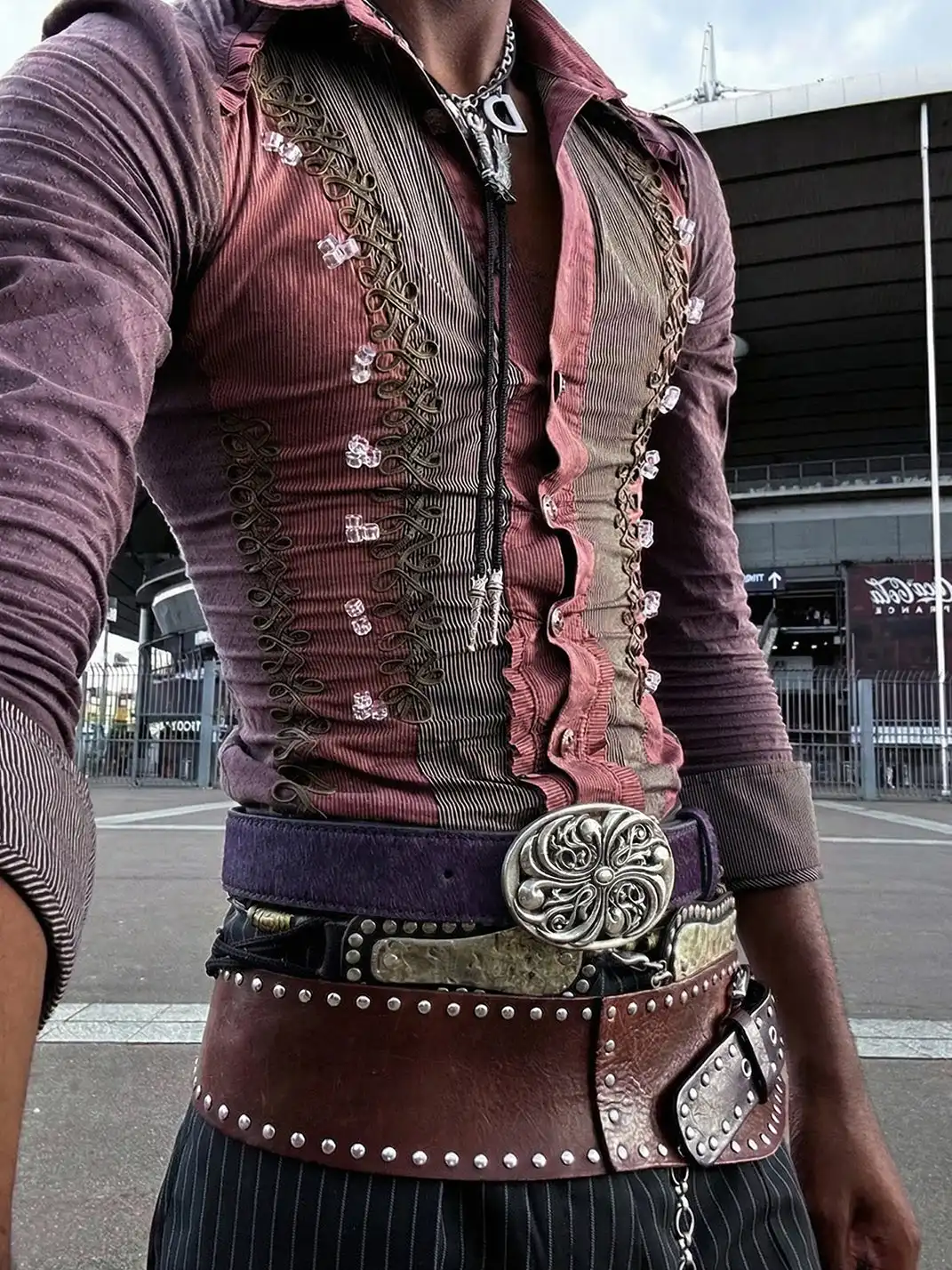 DND4DES | Embossed Cowhide Leather Belt-Purple
