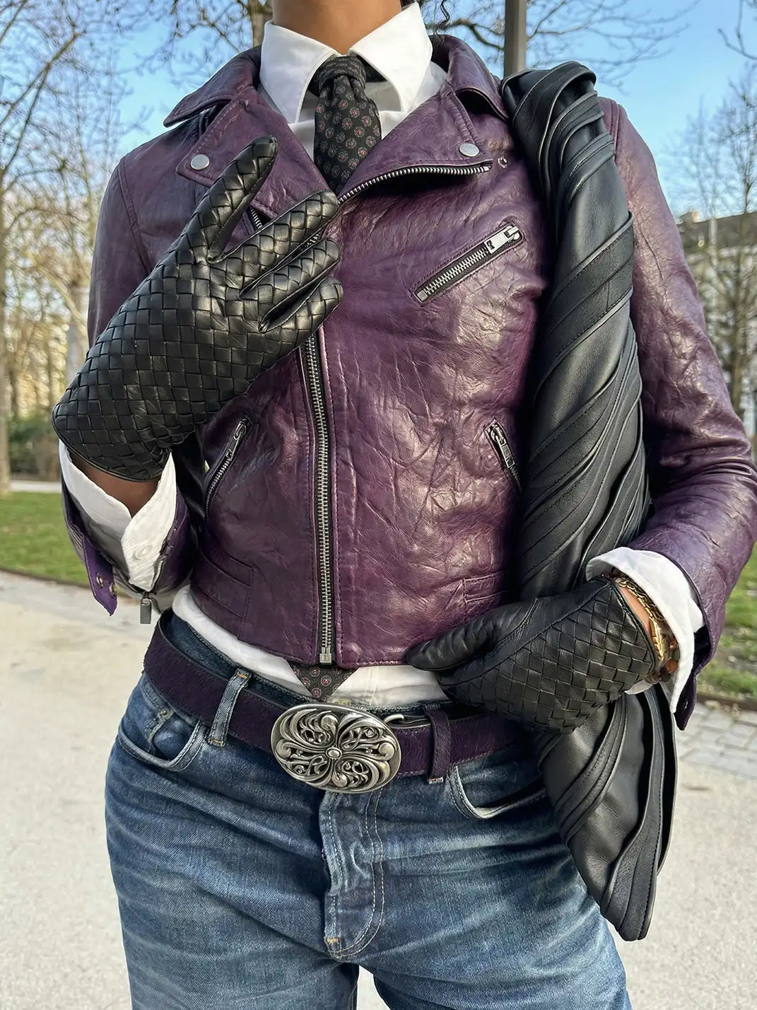DND4DES | Embossed Cowhide Leather Belt-Purple