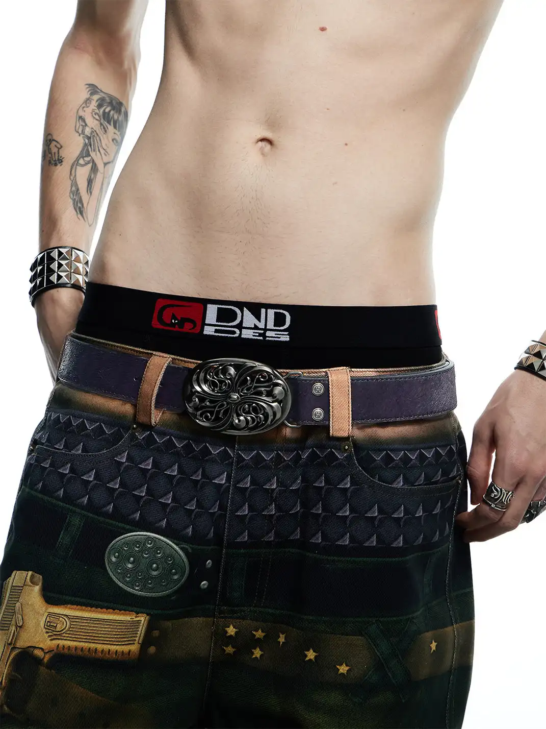 DND4DES | Embossed Cowhide Leather Belt-Purple