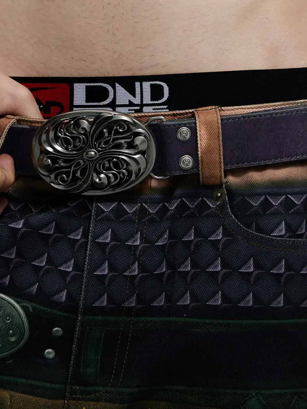 DND4DES | Embossed Cowhide Leather Belt-Purple