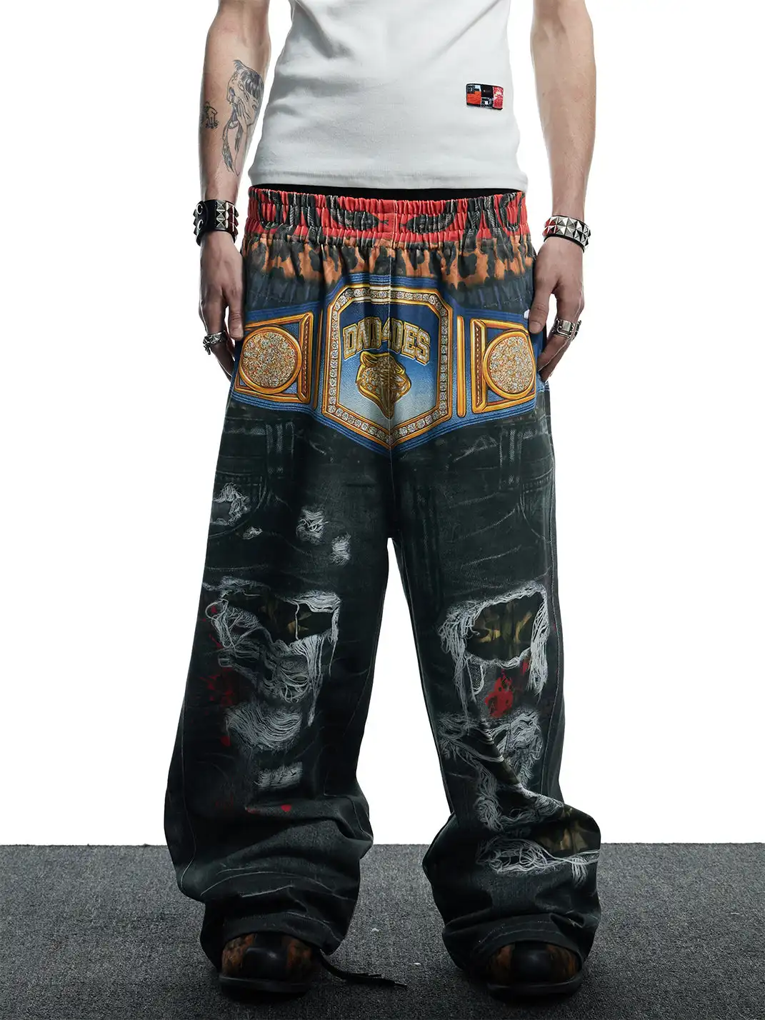 DND4DES | 3D Printed Boxing Gold Belt Knitted Pants