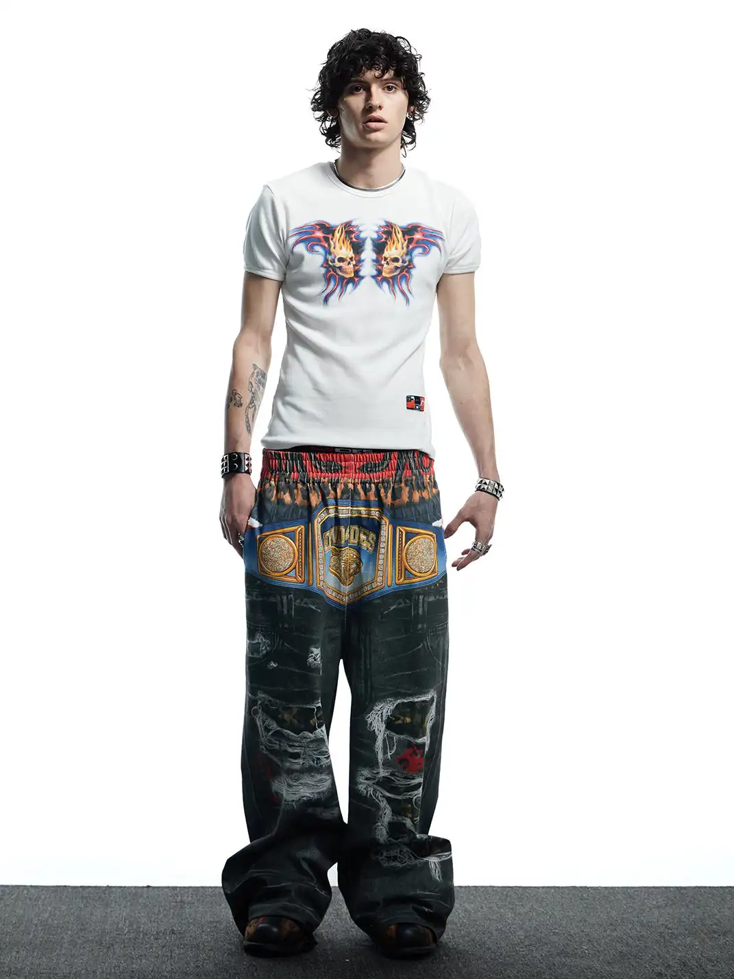 DND4DES | 3D Printed Boxing Gold Belt Knitted Pants