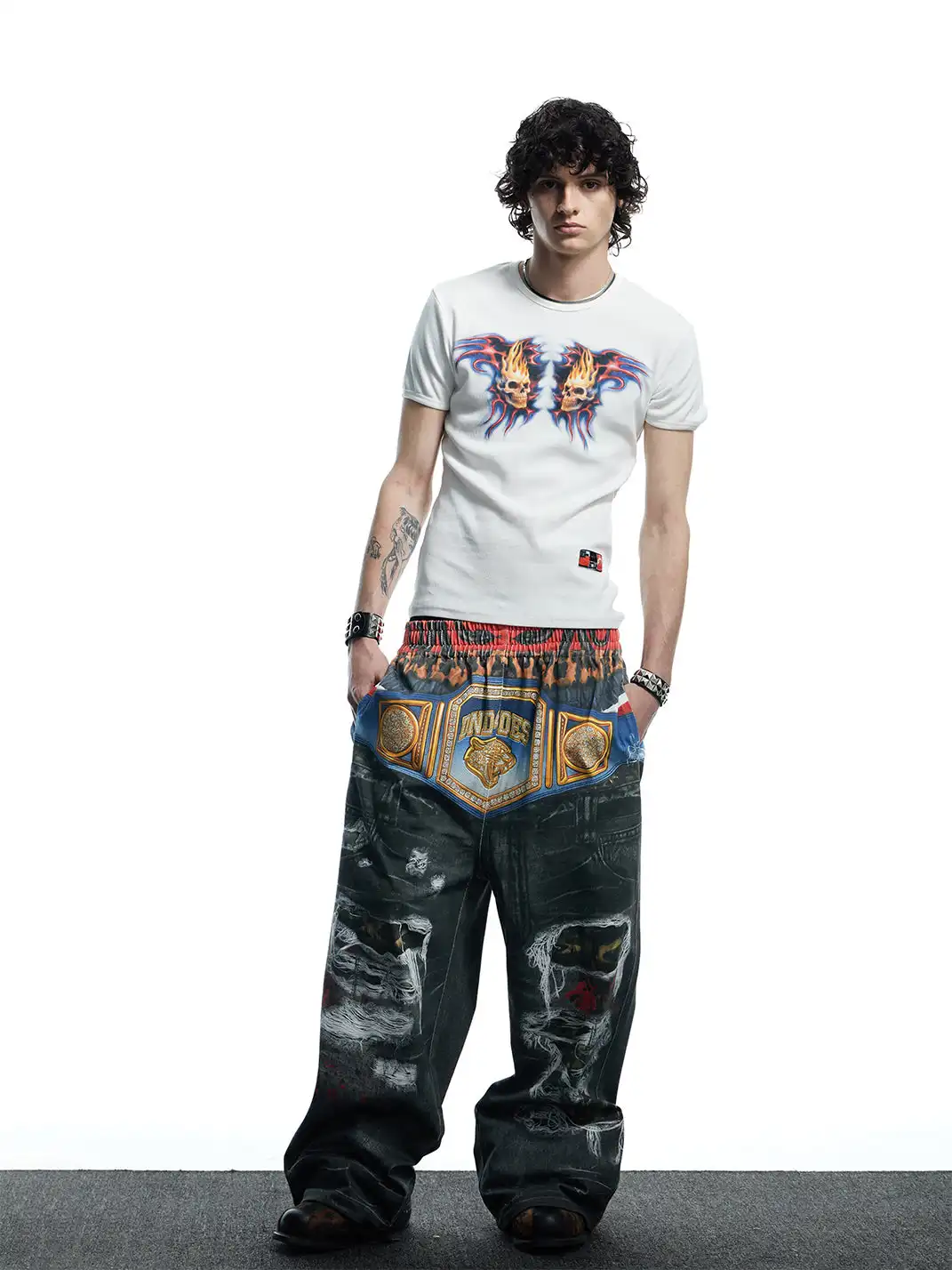 DND4DES | 3D Printed Boxing Gold Belt Knitted Pants