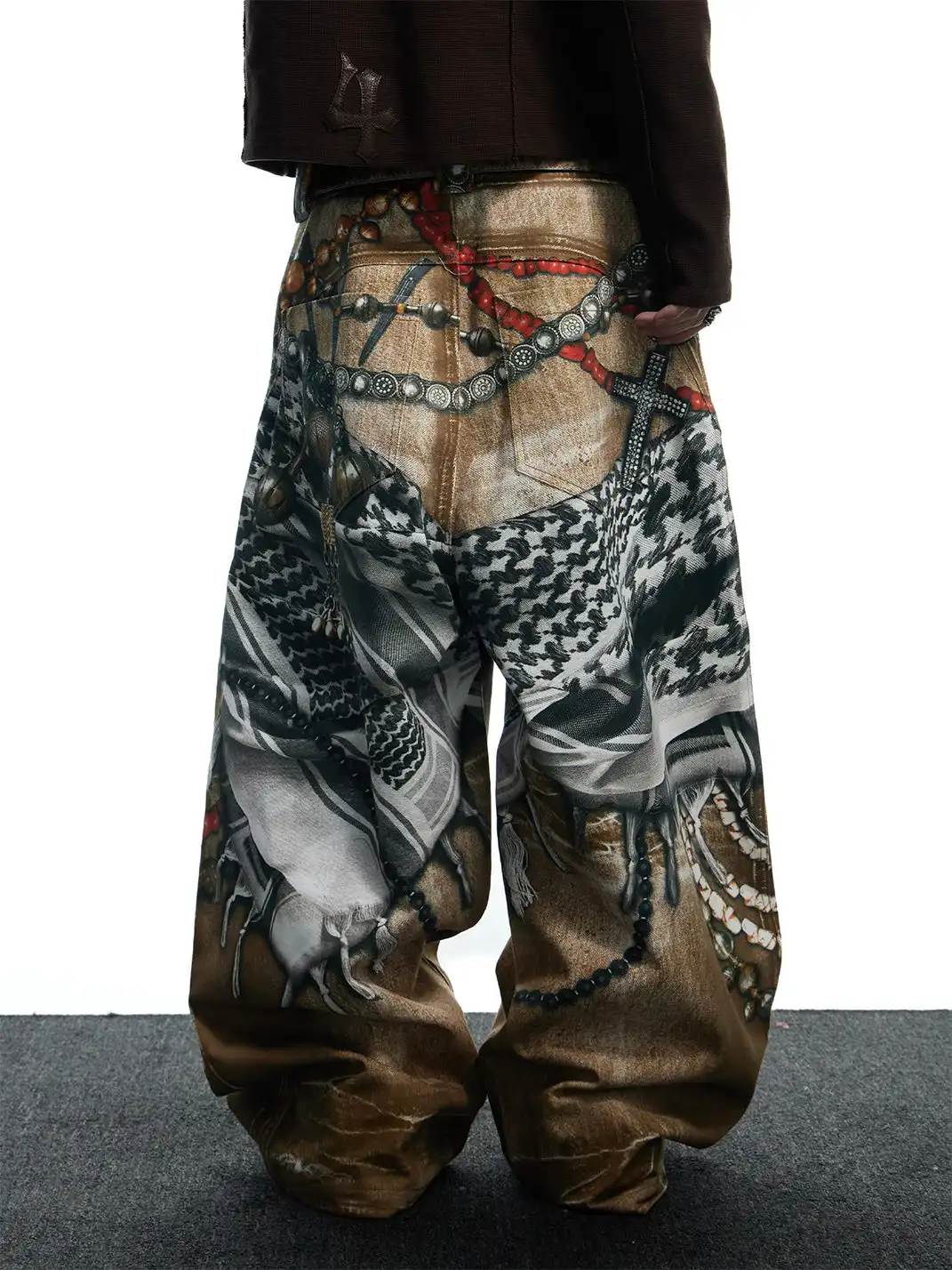 DND4DES | Jewelry-Finish Distressed 3D Printed Oversized Jeans