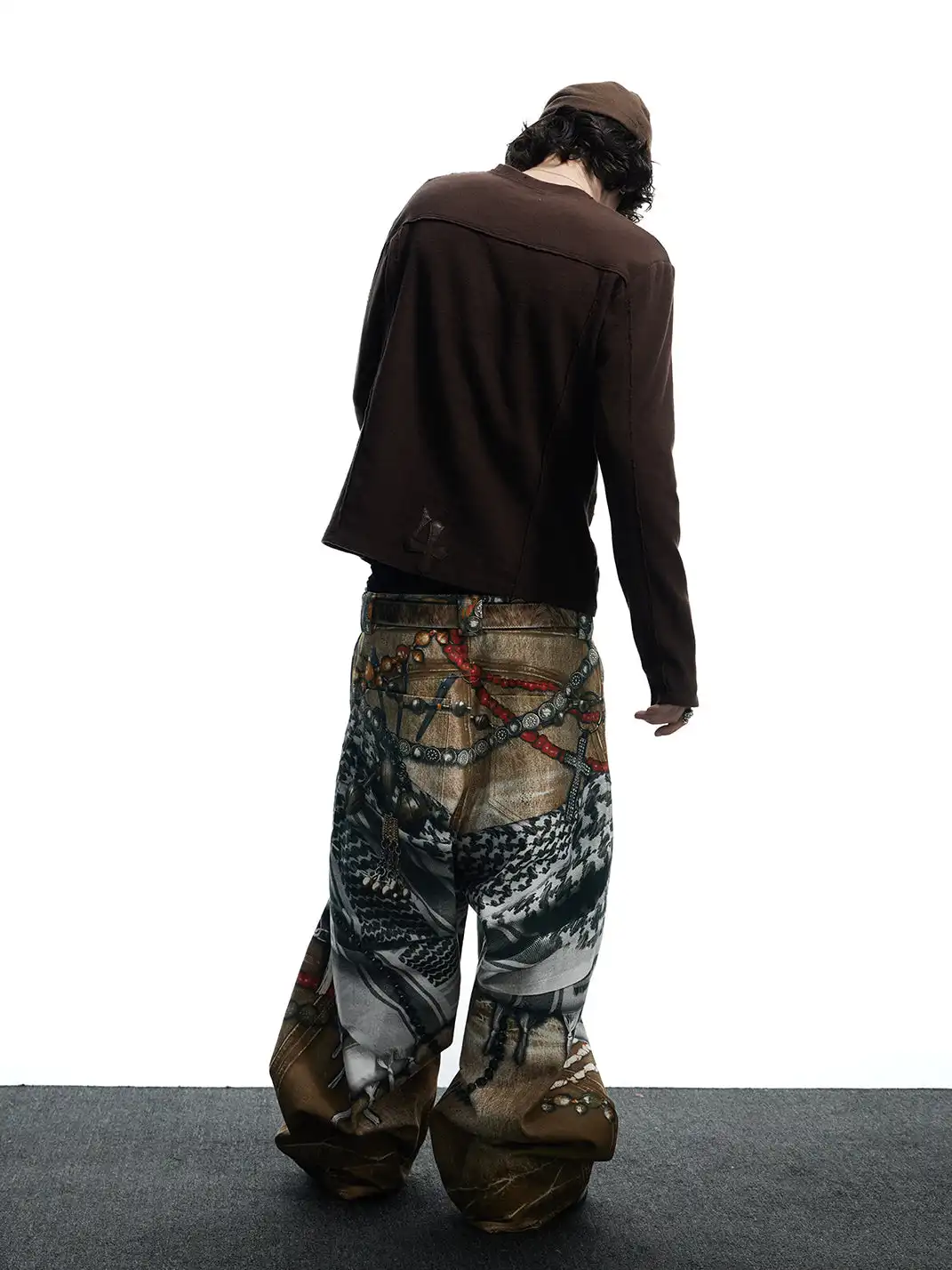 DND4DES | Jewelry-Finish Distressed 3D Printed Oversized Jeans