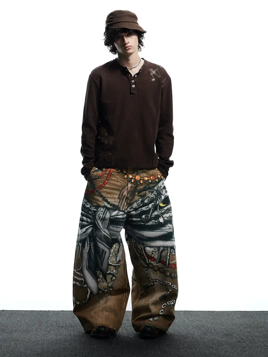 DND4DES | Jewelry-Finish Distressed 3D Printed Oversized Jeans