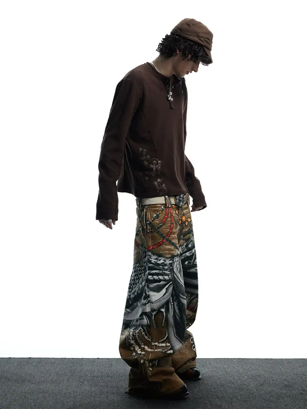DND4DES | Jewelry-Finish Distressed 3D Printed Oversized Jeans