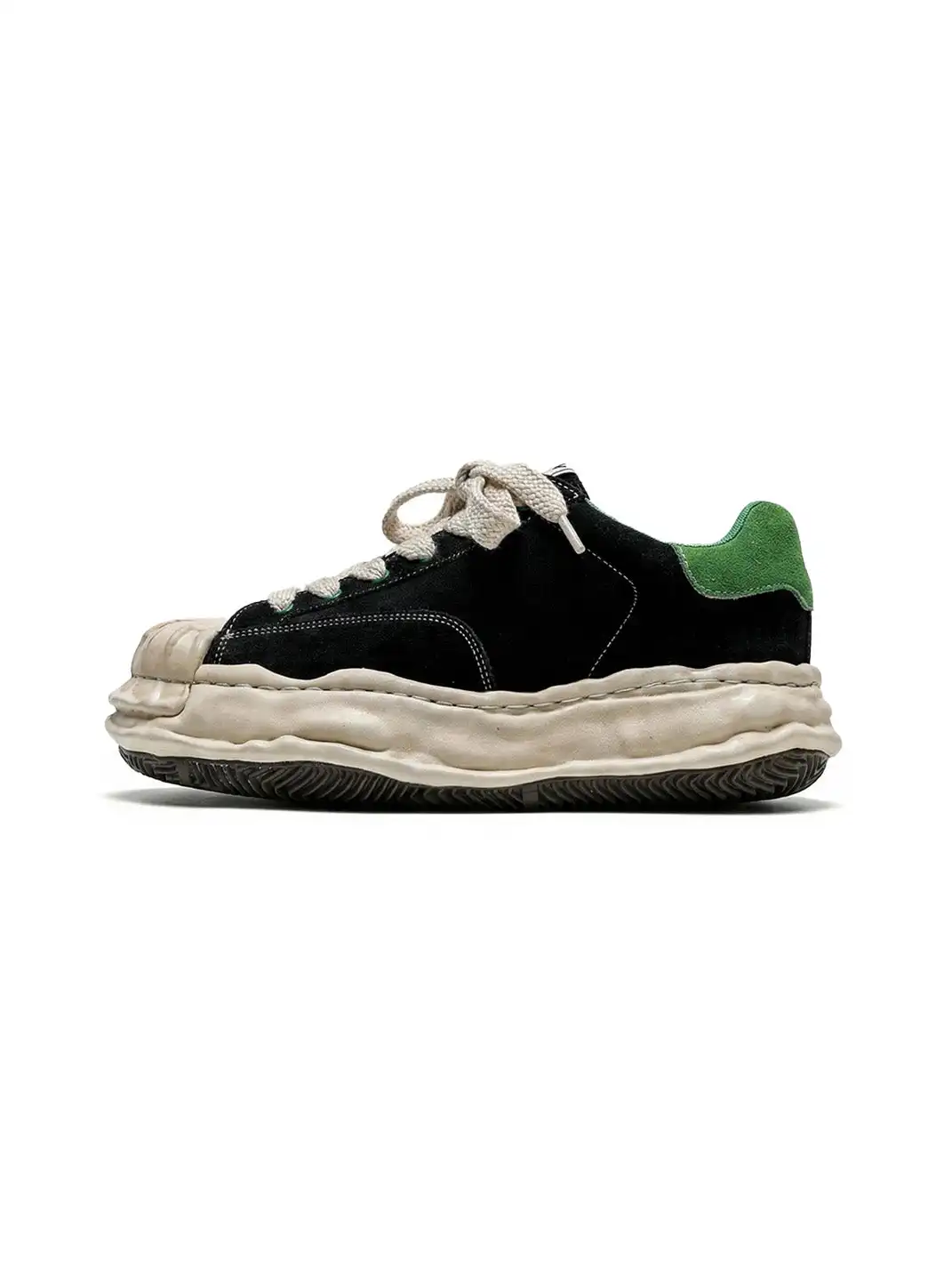 FGMM | Black & Green Wavy Sole Shell-Toe Sneakers