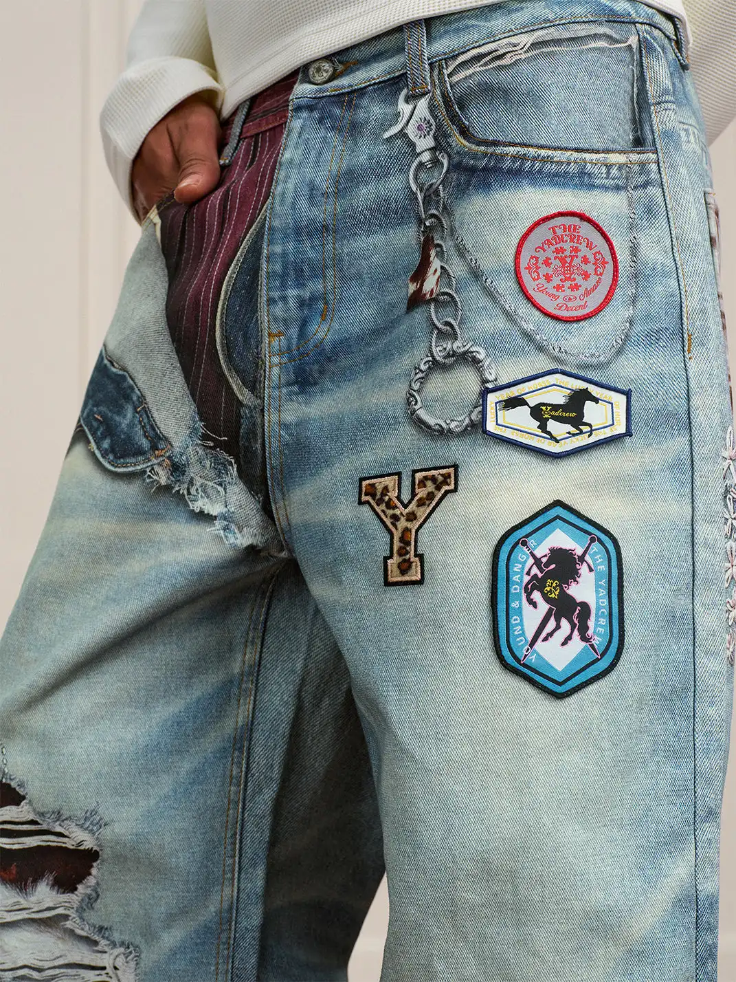YADcrew | 3D Printed Floral Wide-Leg Jeans