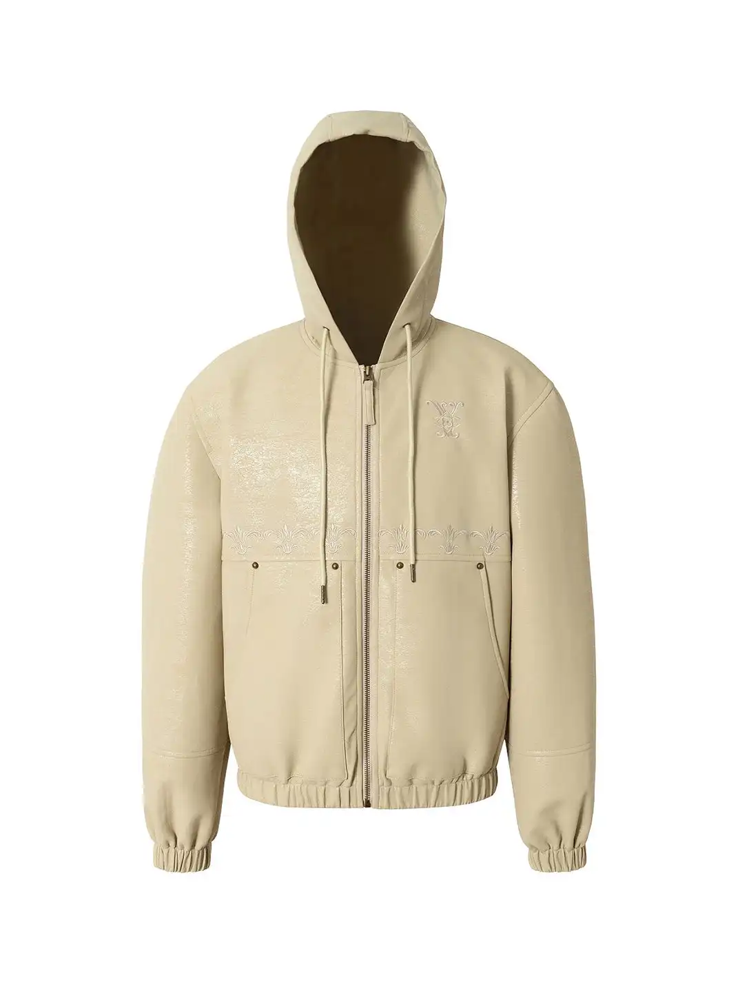YADcrew | Crackle Pattern Hooded Leather Jacket