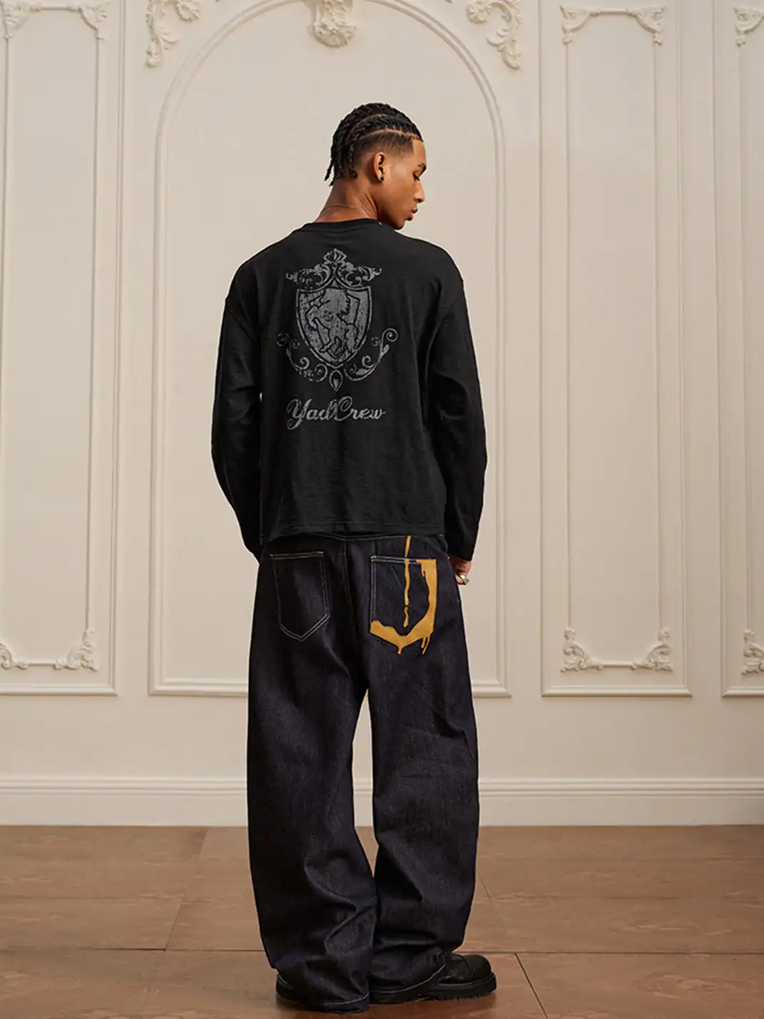 YADcrew | Retro Bamboo Horse Year Long-Sleeve T-Shirt