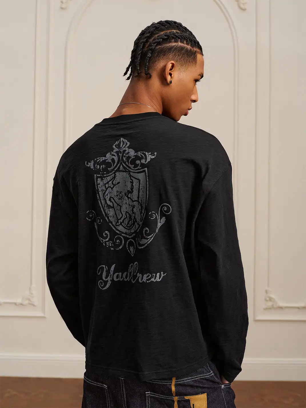 YADcrew | Retro Bamboo Horse Year Long-Sleeve T-Shirt