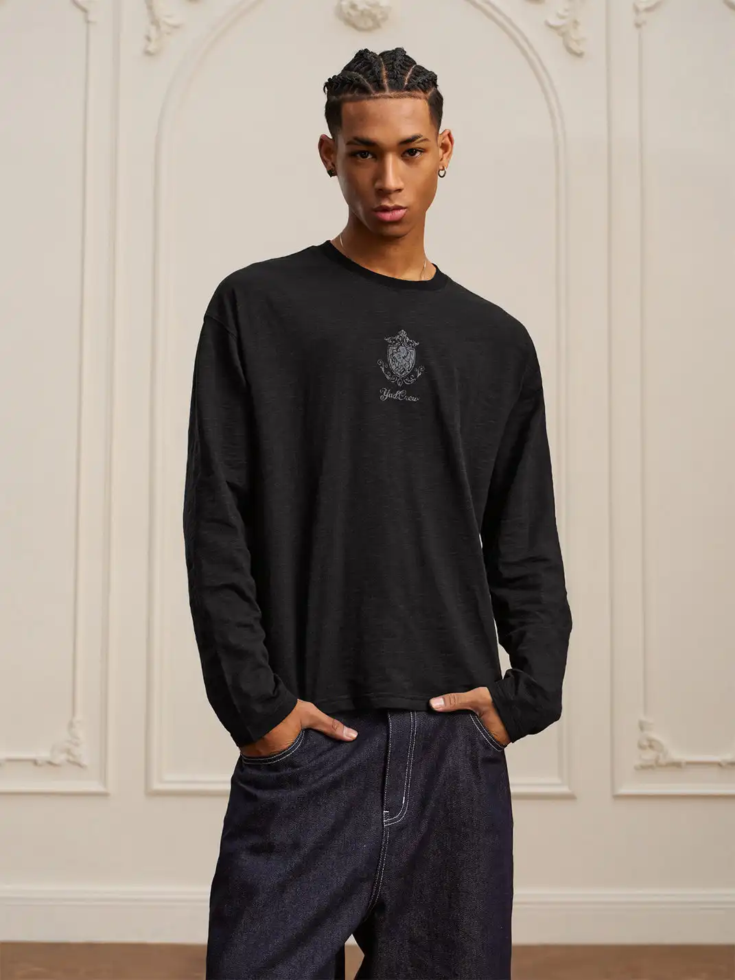 YADcrew | Retro Bamboo Horse Year Long-Sleeve T-Shirt