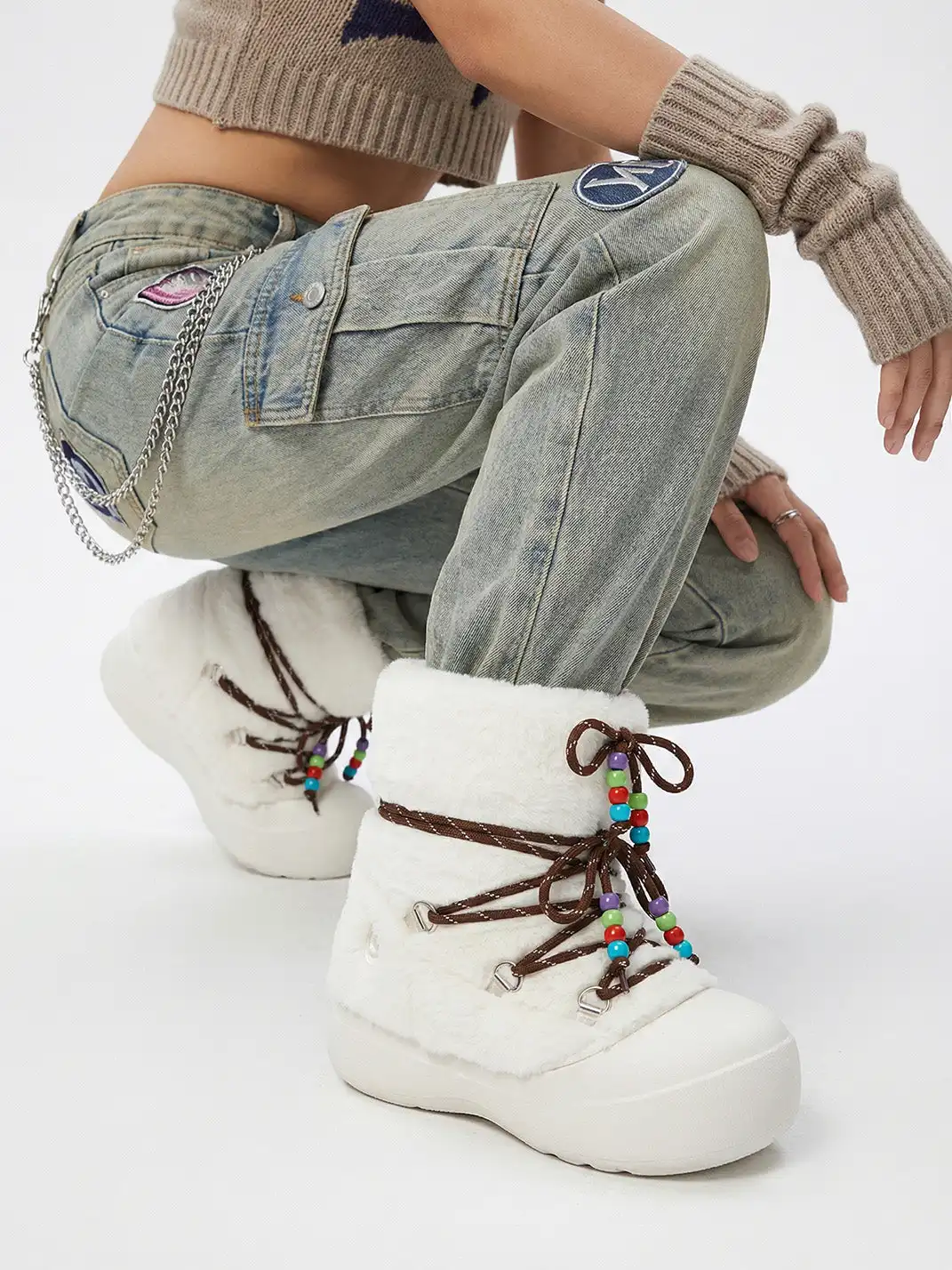 KILLWINNER丨Short Fur Long Tube Snow Boots