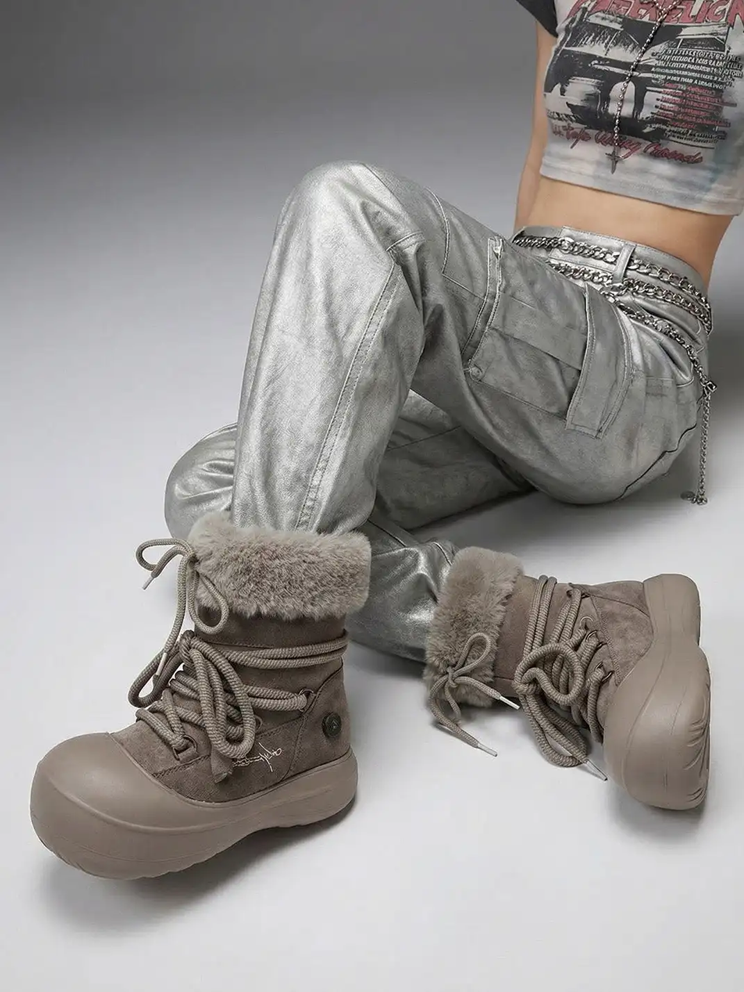 KILLWINNER丨Short Fur Long Tube Snow Boots
