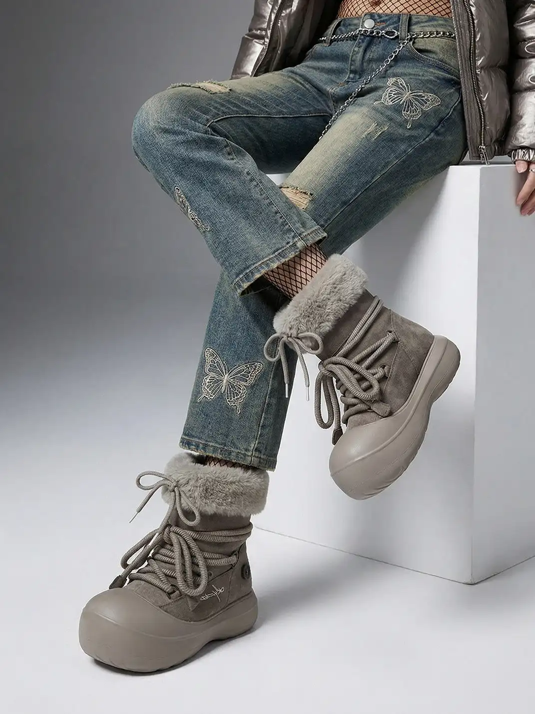 KILLWINNER丨Short Fur Long Tube Snow Boots